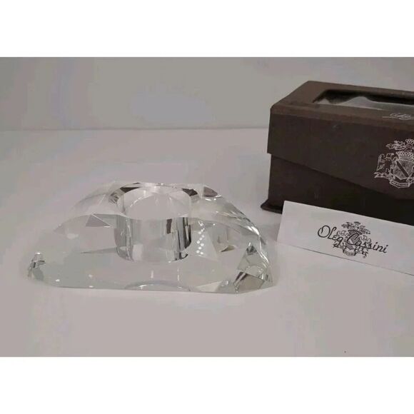 Oleg Cassini Crystal Tea Light Votive Signed Faceted Curve Candle Holder - Picture 14 of 16
